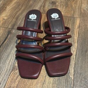Yellow Box Burgundy Sandals with Crisscross Straps